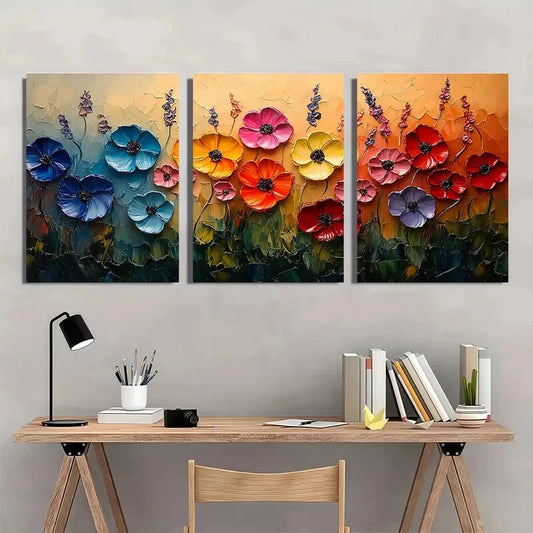 3pcs Colorful Floral Abstract Botanical Metal Print Ready to Hang Art