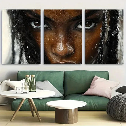 3pcs Beautiful Black Girl Portrait Metal Print Ready to Hang Art