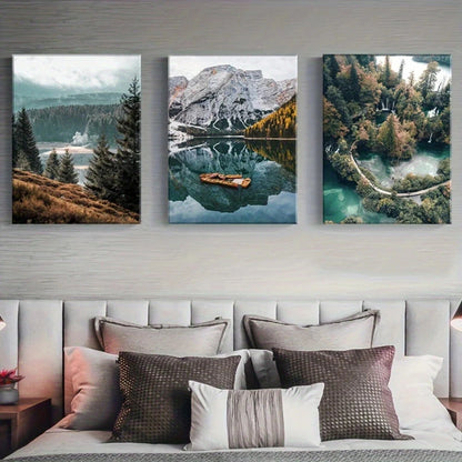 3pcs Huchuan Mountain Landscape Metal Print Ready to Hang Art
