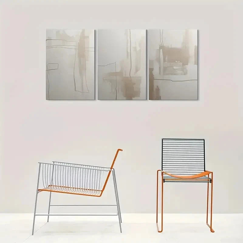3pcs Modern Abstract Design Sleek Metal Print Ready to Hang Art
