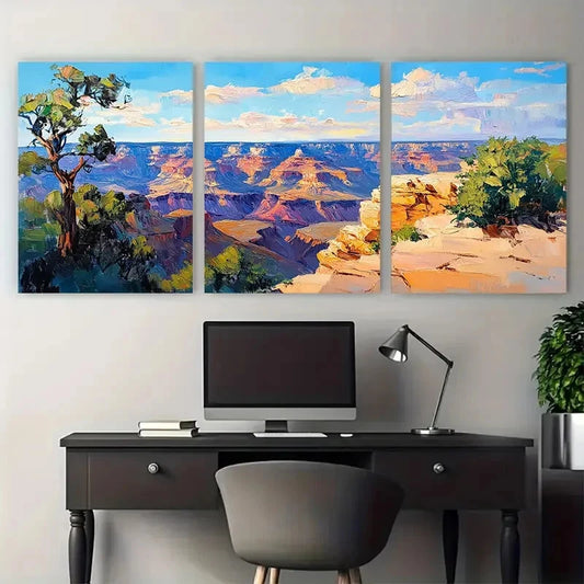 3pcs Grand Canyon Painting Colorado Landscape Metal Print Ready to Hang Art
