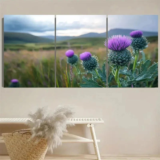 3pcs Vibrant Purple & Green Nature Scene Wall Art Set Canvas Framed 40x60cm - High Quality Print 100% Australian Made Wall Canvas Ready to Hang