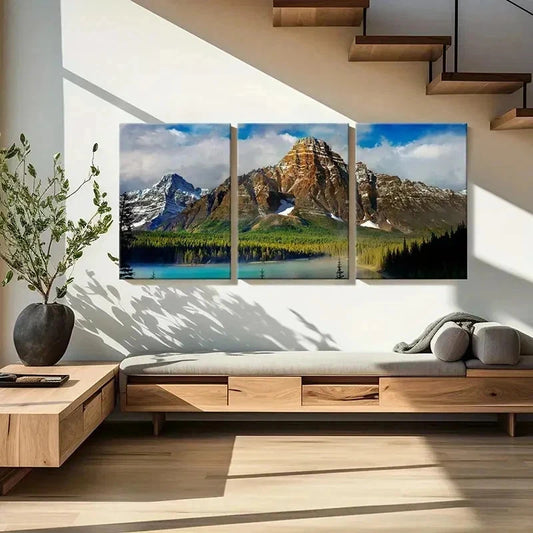 3pcs Lake Green Valley and Mountain Wall Art Set Canvas Framed 40x60cm - High Quality Print 100% Australian Made Wall Canvas Ready to Hang