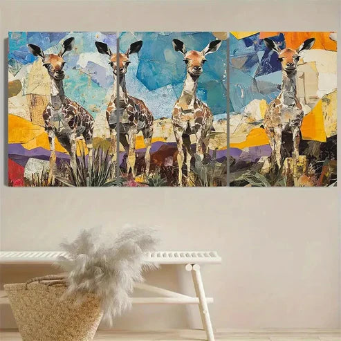 3pcs Vibrant Kanga Wall Art Set Canvas Unframed - High Quality Print 100% Australian Made Wall Canvas