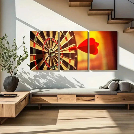 3pcs Dart Target & Red Arrow Design Metal Print Ready to Hang Art