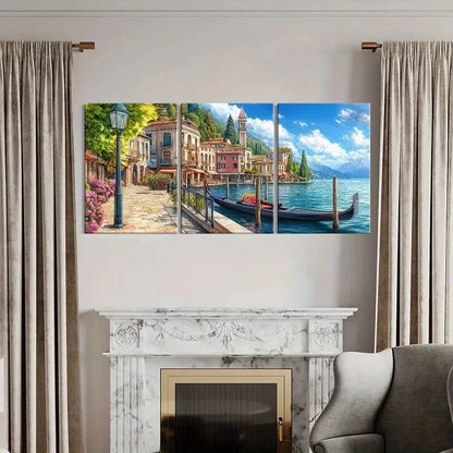 3pcs Venetian Mediterranean Gondola Ride Metal Print Ready to Hang Art