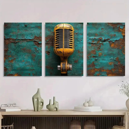 3pcs Vintage Shower Karaoke Funny Stylish Metal Print Ready to Hang Art