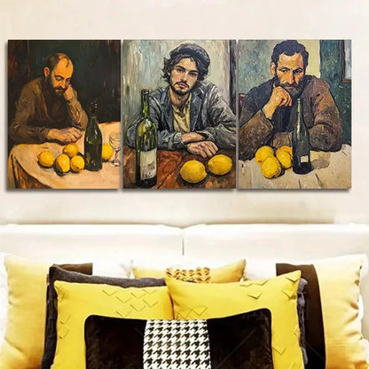 3pcs Drunk Man Wall Art Set Canvas Unframed - High Quality Print 100% Australian Made Wall Canvas