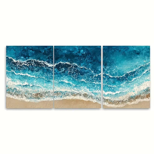 3pcs Abstract Beach Picture & Print Metal Print Ready to Hang Art