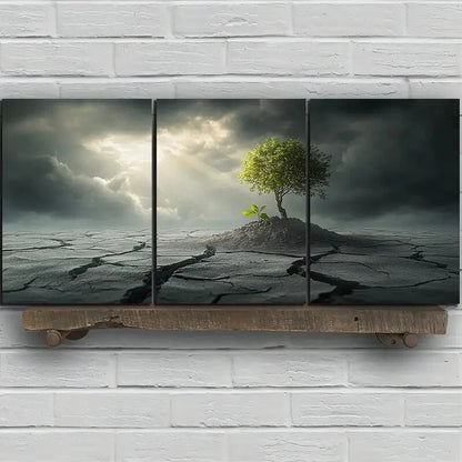 3pcs A Plant with Great Vitality Desert Metal Print Ready to Hang Art