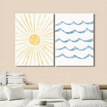 2pcs Decorative Painting, Watercolor, Minimalism Canvas Framed 50x75cm - High Quality Print 100% Australian Made Wall Canvas Ready to Hang
