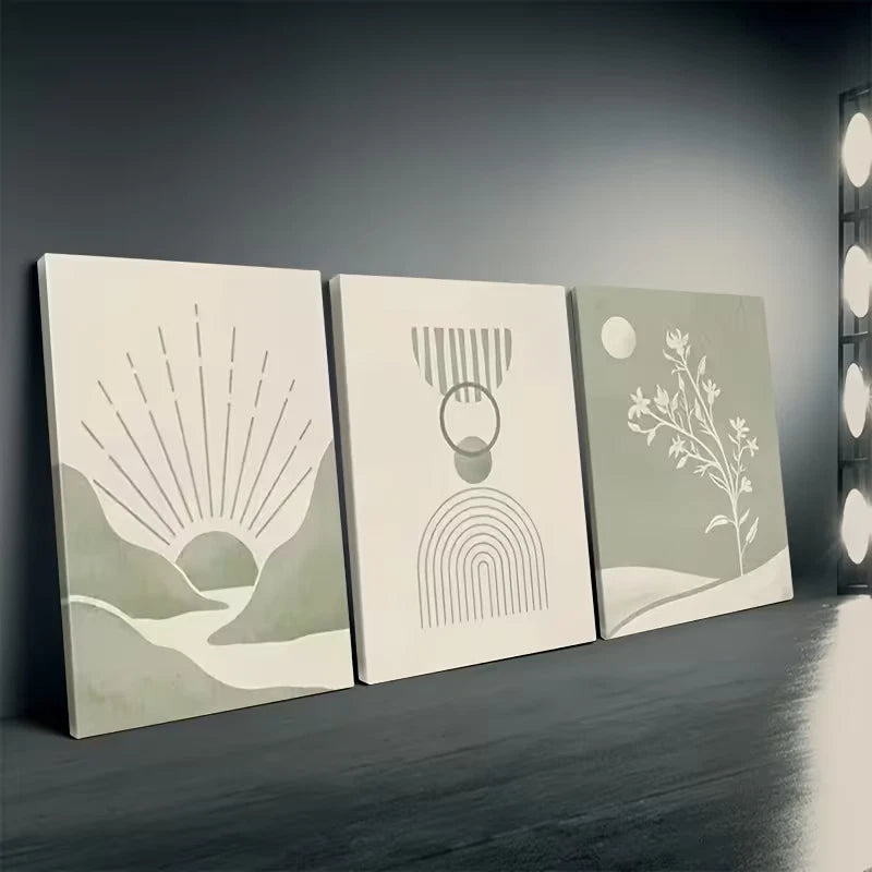 3pcs Sage Green Abstract Wall Art Set Canvas Framed 40x60cm High Quality Print 100% Australian Made Wall Canvas Ready to Hang