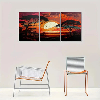 3pcs Silhouettes Wildlife Serene Metal Print Ready to Hang Art