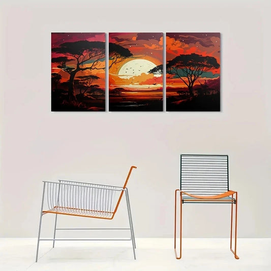 3pcs Silhouettes Wildlife Serene Metal Print Ready to Hang Art