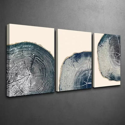 3pcs Cross Section Of A Tree Trunk Texture Wall Art Set Canvas Unframed - High Quality Print 100% Australian Made Wall Canvas