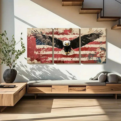 3pcs American Flag Eagle Art Poster Metal Print Ready to Hang Art