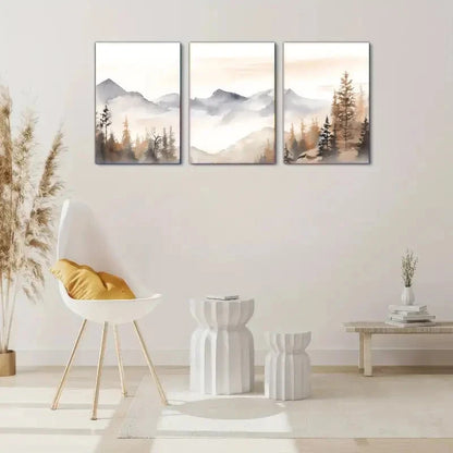 3pcs Neutral Gable art Abstract Style art Metal Print Ready to Hang Art