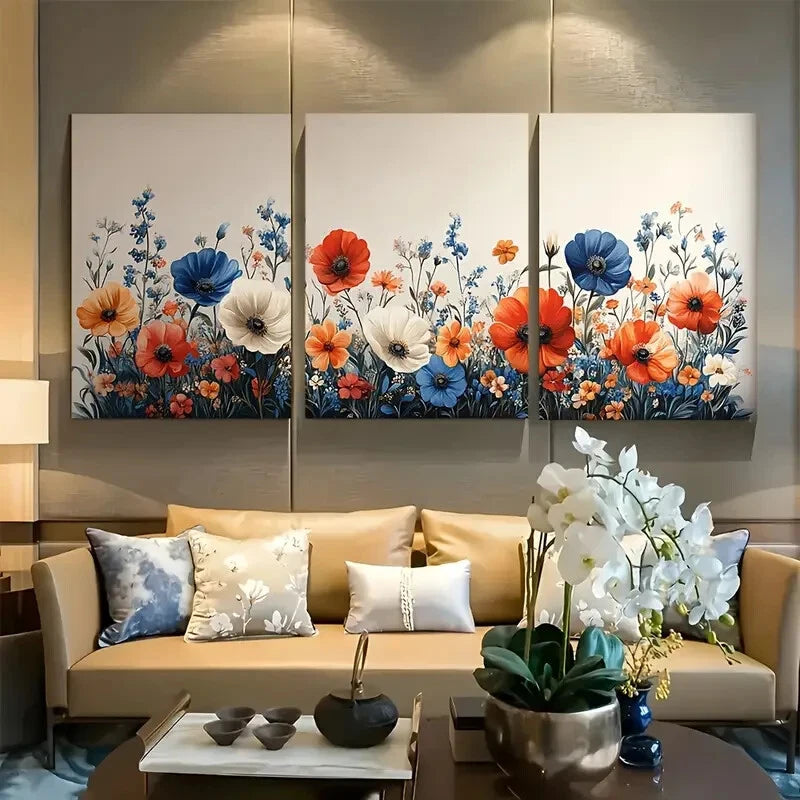 3pcs Williams Wildflower Botanical Floral Metal Print Ready to Hang Art