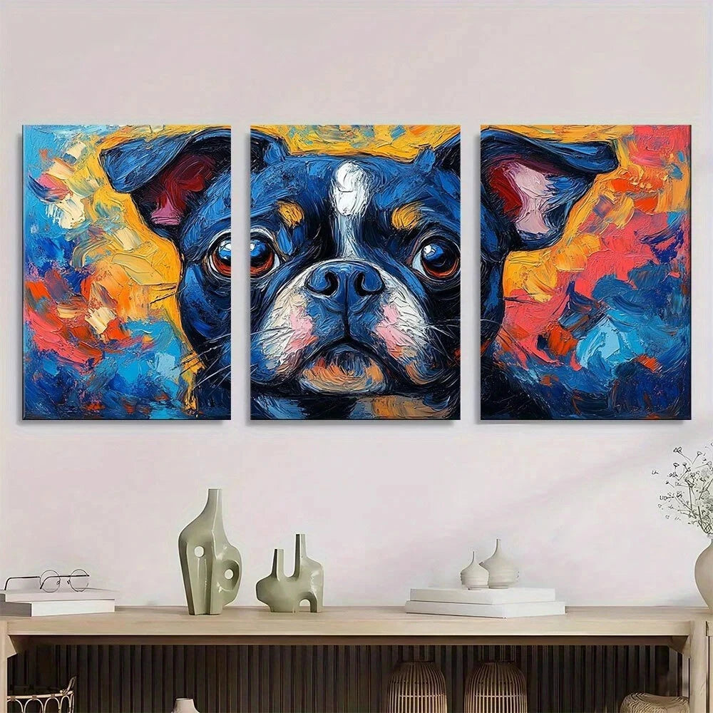 3pcs Starry Night Boston Vibrant Blue Yellow Metal Print Ready to Hang Art