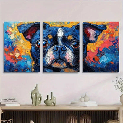 3pcs Starry Night Boston Vibrant Blue Yellow Metal Print Ready to Hang Art