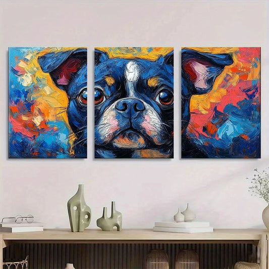 3pcs Starry Night Boston Vibrant Blue Yellow Metal Print Ready to Hang Art