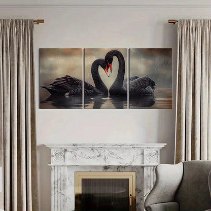 3pcs Black Swan Art Elegant Design Poster Metal Print Ready to Hang Art