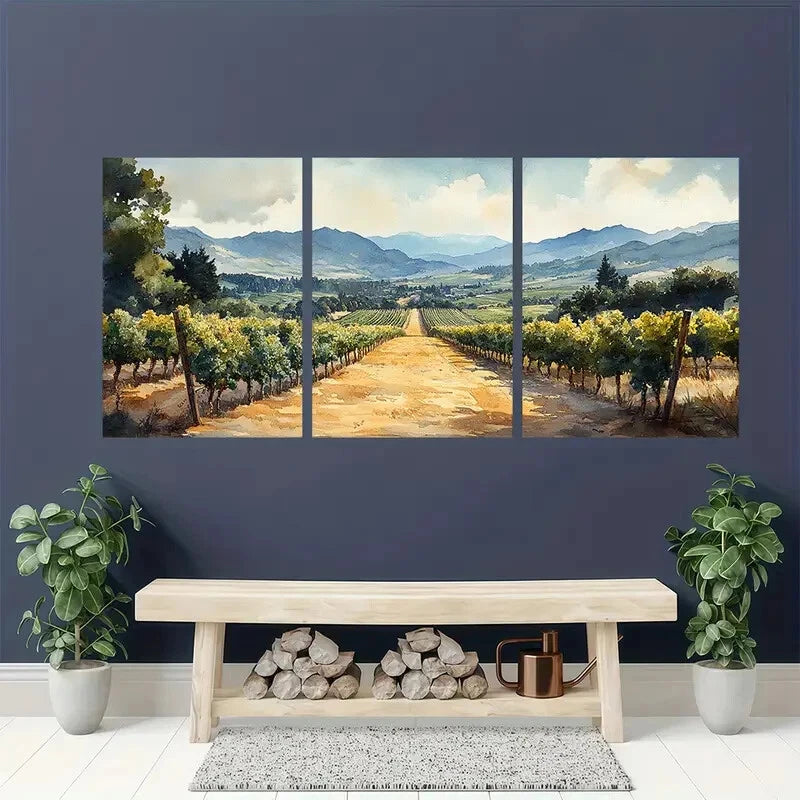 3pcs Oregon Landscape with Lush Greenery Metal Print Ready to Hang Art