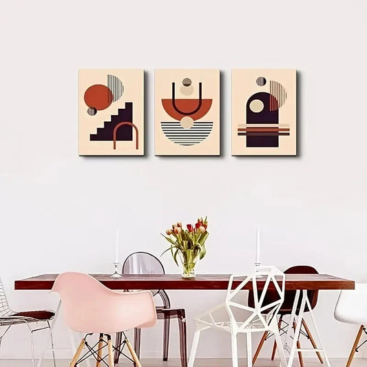 3pcs Minimalist Abstract Metal Print Ready to Hang Art