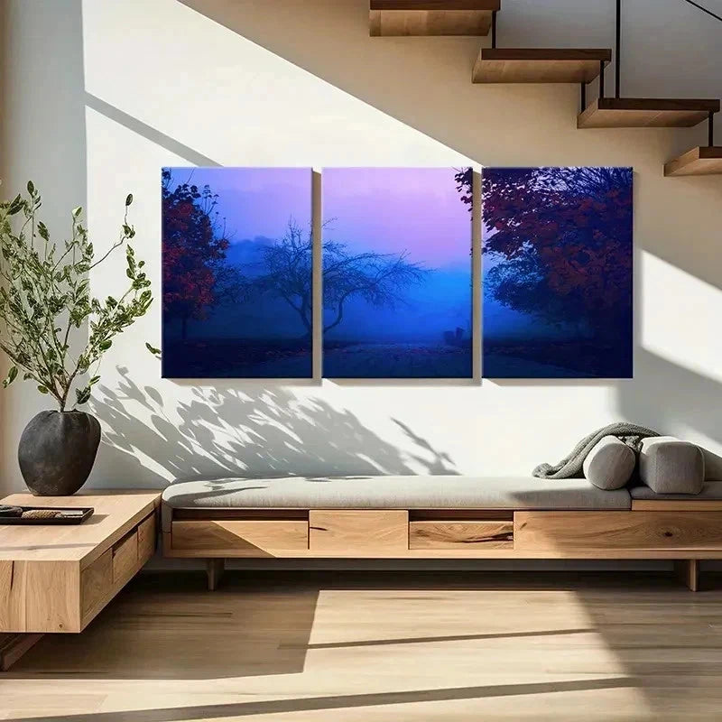 3pcs Misty Morning Landscape Decoration Wall Art Set Canvas Framed 40x60cm - High Quality Print 100% Australian Made Wall Canvas Ready to Hang