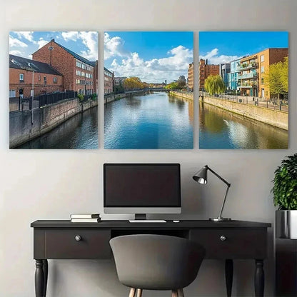 3pcs Leicester City Landmark British Perfect Wall Art Set Canvas Framed 40x60cm - High Quality Print 100% Australian Made Wall Canvas Ready to Hang