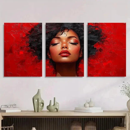 3pcs Red & Black Modern Elegant Perfect Wall Art Set Canvas Framed 40x60cm - High Quality Print 100% Australian Made Wall Canvas Ready to Hang