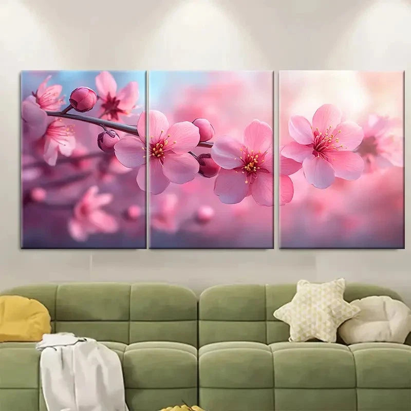 3pcs Blooming Blossom Art ER Wall Art Set Canvas Framed 60x90cm - High Quality Print 100% Australian Made Wall Canvas Ready to Hang