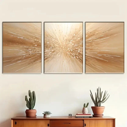 3pcs Elegant Golden Abstract Wall Art Metal Print Ready to Hang Art