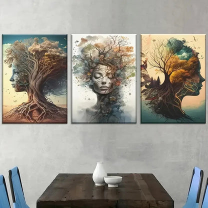 3pcs Abstract Nature-Inspired Design Metal Print Ready to Hang Art