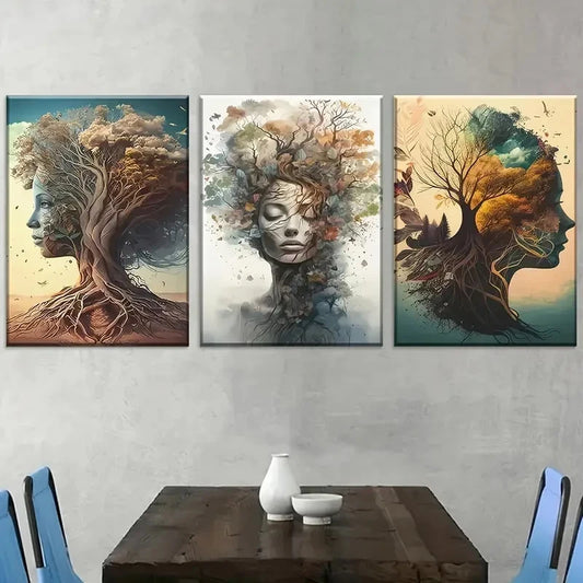 3pcs Abstract Nature-Inspired Design Metal Print Ready to Hang Art