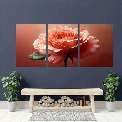 3pcs Featuring a Rose Design Decor Metal Print Ready to Hang Art