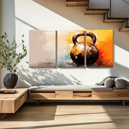 3pcs Kettlebells Abstract Paintings Bright Colors Metal Print Ready to Hang Art