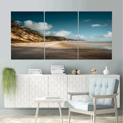 3pcs Fraser Island Beach Road, Australia Wall Art Set Canvas Framed 60x90cm - High Quality Print 100% Australian Made Wall Canvas Ready to Hang
