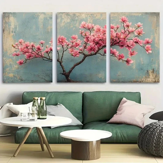 3pcs Blossom Tree Floral Metal Print Ready to Hang Art