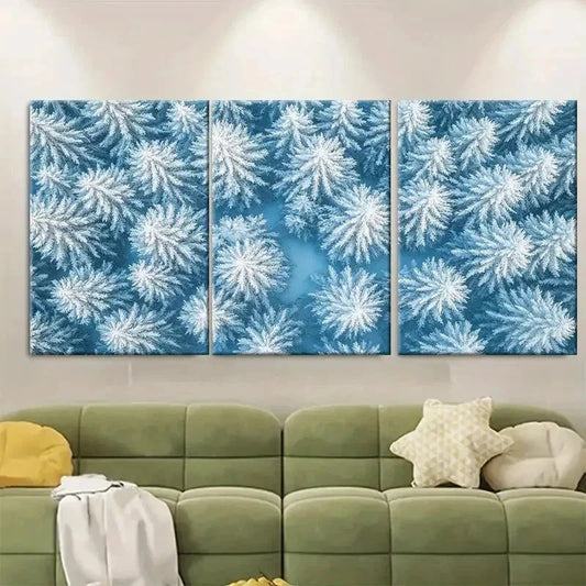 3pcs Pine Birch Trees Aerial View VB  Wall Art Set Canvas Framed 50x70cm - High Quality Print 100% Australian Made Wall Canvas Ready to Hang