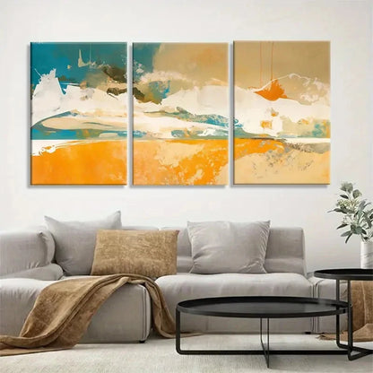 3pcs Abstract Ocean and Beach Painting Metal Print Ready to Hang Art