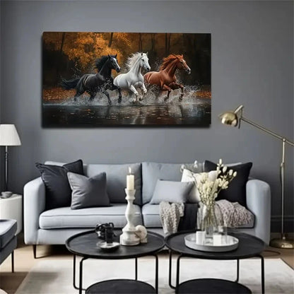 Bohemian Galloping Horse wall canvas office home room framed 120x60cm