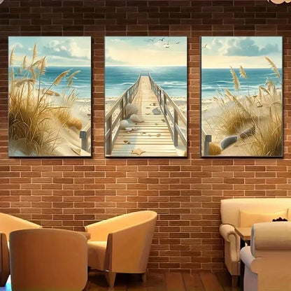 3pcs Modern Coastal Landscape Beach Perfect Wall Art Set Canvas Framed 40x60cm - High Quality Print 100% Australian Made Wall Canvas Ready to Hang