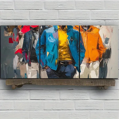 3pcs Men and Women In The City Metal Print Ready to Hang Art