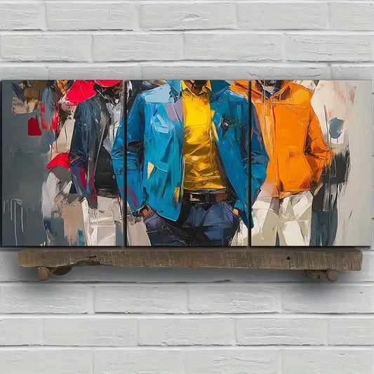 3pcs Men and Women In The City Metal Print Ready to Hang Art