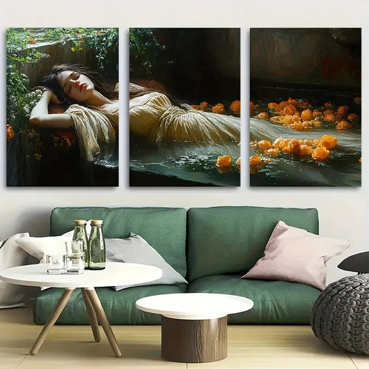 3pcs Lady of Shalott John William Waterhouse Metal Print Ready to Hang Art