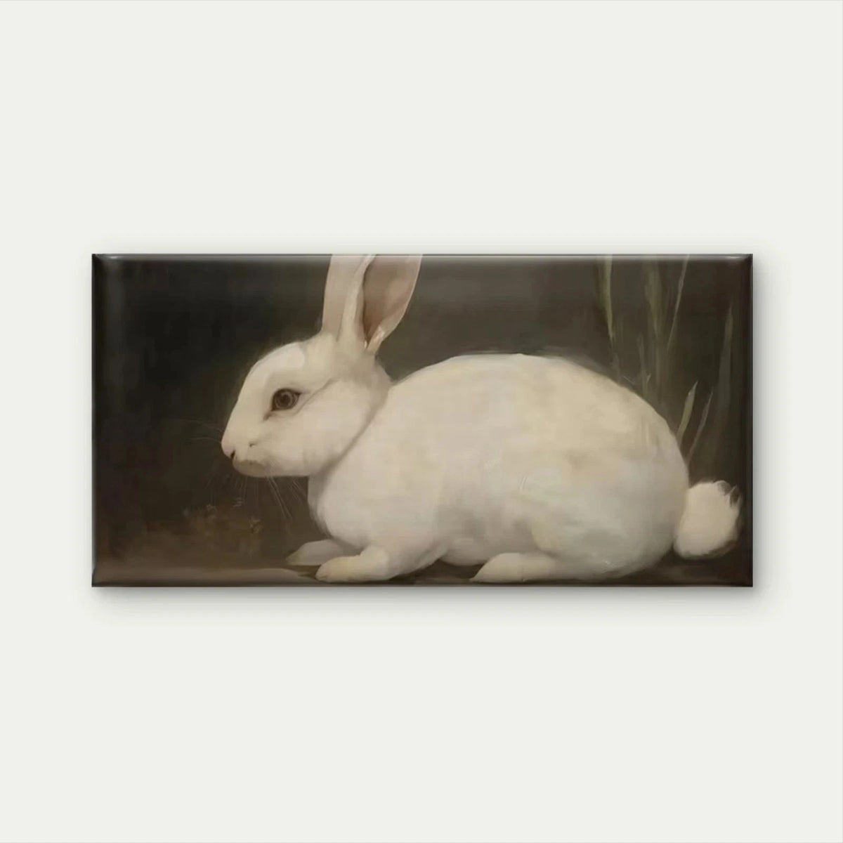Minimalist White Rabbit Wall Art Canvas Office Home Room Framed 120x60cm