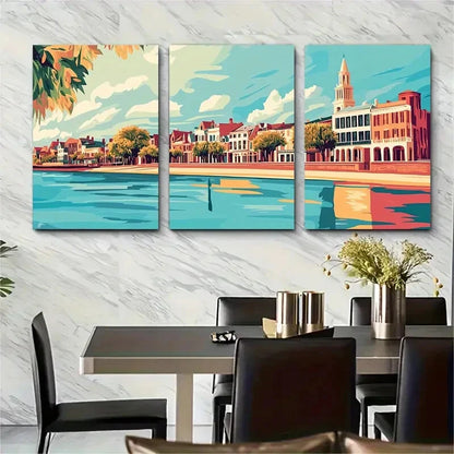 3pcs Charleston Vintage Inspired Metal Print Ready to Hang Art
