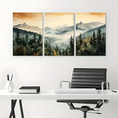 3pcs Nature Mountain Wall Art Design Metal Print Ready to Hang Art