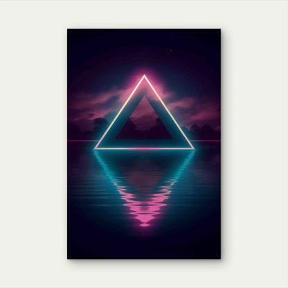 3D Rendering Neon Triangle 60x90cm Metal Print Ready to Hang